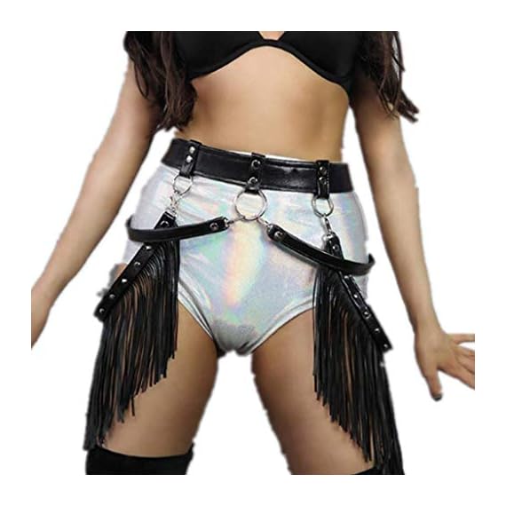 iEFiEL-Women-Faux-Leather-Waistband-Fringe-Tassel-Skirt-with-Adjustable-Belt-for-Party-Dance-Performance-Costume-Black2