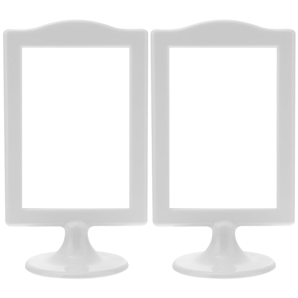 2pcs Double Sided Picture Pedestal Photo Frames with Base Plastic White Photo Frames Picture Display Holder for Tabletop Display