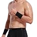 NeoTech Care Wrist Band Support Sleeve - Elastic & Breathable Knitted Fabric Compression Brace - for Tennis, Gym, Sport, Tendonitis (Black Color, Size S, 1 Unit)