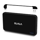 Built-in [Apple MFi Certified] Lightning Cable OLALA S102-i 10000mAh Portable Charger Ultra Compact Power Bank for iPhone, Samsung and More (Black)