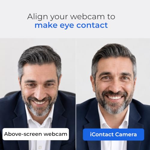 iContact Camera Pro 4K HD Webcam, Eye Contact Camera, Zoom Certified | Noise Cancelling Mic, Plug and Play USB for Mac & PC, Works with Zoom, Teams, Meet, and Video Calls