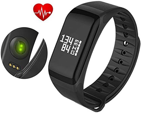HAZZEL Smart Bracelet Watch F1 with Heart Rate Monitor Blood Pressure Function Wireless Fitness Sports Tracker for IOS and Android Phone (Black)