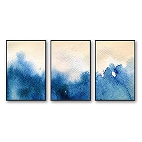 3 Piece Framed Canvas Home Artwork Decoration Watercolor Sfumato Canvas Wall Art for Living Room, Bedroom - 16"x24"x3 Panels