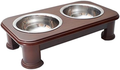 PawRidge Premium Elevated Pet Feeder Luxury Solid Wood Stand & 2 Food Grade Stainless Steel Bowls - Improves Your Pet's Digestion - Suitable for Small/Medium Dogs & Cats