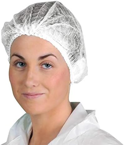 Omnitex Premium White Mob Caps 100 Pack Non Woven Hair Net Covers