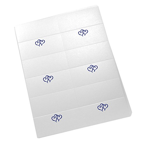 Documents and Designs Linked Hearts Easy Print Place Cards (Select Color/Quantity), Pearl White, Navy, Set of 75 (13 Sheets) - Thumbnail 3