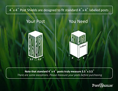 Post Shields Post Sleeve Post Protector Protects Mailbox, Deck & Fence Posts from Lawn, Grass & Yard Maintenance Equipment - Fits 4x4 Wood & Metal Posts - No Tools, Screws or Nails Needed - Thumbnail 6