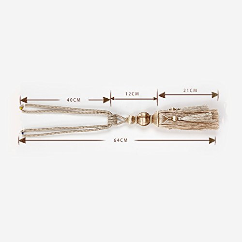 BERTERI 1 Pair Decorative Curtain Rope Tieback with Tassels， Luxury Elegant Brown Curtain Beads Tassels Holdback Window Treatment Accessories - Thumbnail 2