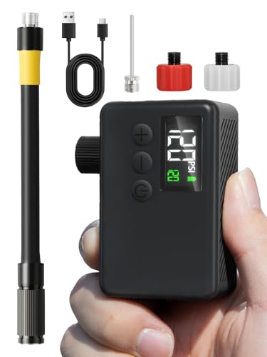 GPUTEK Electric Bike Pump, Electric Pump, Auto-Off and LED Light. for Electric Bikes, Mountain Bikes, City Bikes and Racing with Presta and Schrader Valves
