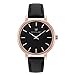 WRISTOLOGY Charlotte Lines Womens Black Dial Watch Rose Gold Petite Ladies Leather Strap Band