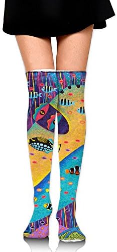 Linjiu Women My Wife Acrylic Oil Pastel Womens Thigh High Socks Over Knee High Socks Leg Warmer Sexy Stockings