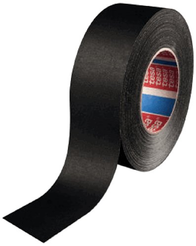 Tesa 4671 Natural Rubber Acrylic Coated Gaffers Tape, 11 mil Thick, 55 yds Length x 2" Width, Matte Black
