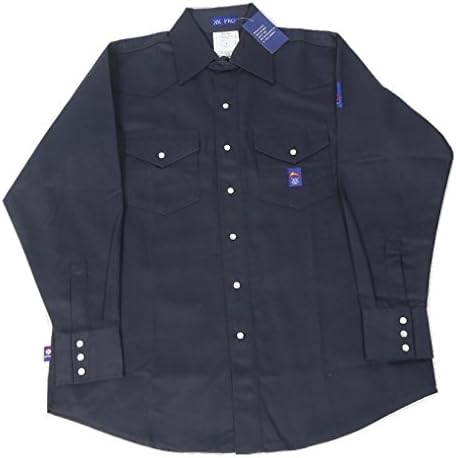Men's KK Fire Retardant Navy Shirt with Snaps-FR Shirt (7.5 OZ.)