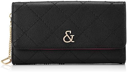 Pinky and Diane PDLW8FT1 Long Wallet (Caviar) Cowhide Leather Embossed Crystal “&” Logo Checkered Stitch with Charm