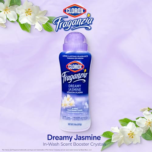 CLOROX FRAGANZIA IN-WASH SCENT BOOSTER CRYSTALS IN DREAMY JASMINE SCENT, TWINPACK 2X 18OZ, TOTAL 36OZ| LAUNDRY SCENT BOOSTER CRYSTALS | DREAMY JASMINE, LIGHT FLORAL LAUNDRY FRAGRANCE