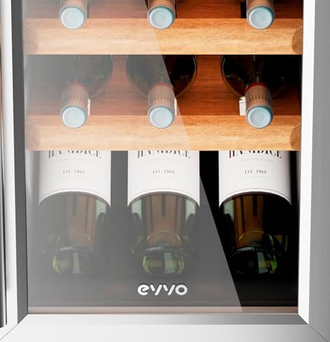 VT15 Inox Wine Cooler – Refrigerador de vinho de 15 garrafas, pequeno refrigerador de vinho em aço inoxidável, frigorífico silencioso para vinho, mini-minibar frigorífico e suporte vertical para garrafas