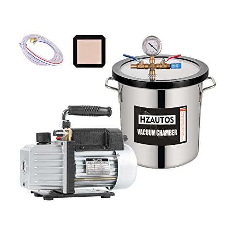 HZAUTOS 5CFM 1/3HP SingleStage Vacuum Pump and 3 Gallon Vacuum Chamber
