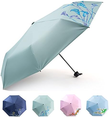 WalkDiary Ultra light Mini Compact Travel Umbrella with 3D Pattern – Windproof Portable Parasol Sun &amp; Rain Outdoor Umbrellas With 95% UV Protection And Completely shading for Women Men Kids(LG)