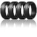 ThunderFit Men's Silicone Ring, Step Edge Rubber Wedding Band, 10mm Wide, 2.5mm Thick (4 Black Rings, 8.5-9 (18.9mm))