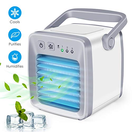 Personal Air Conditioner Fan, Air Personal Space Cooler Small Desktop Fan Quiet Personal Table Fan Mini Evaporative Air Circulator Cooler Humidifier for Office, Dorm, Room, Outdoor