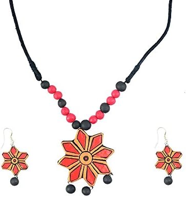 DIOVANNI "Red Rose in Nature" Bead-fusion 3-piece TerraCotta Jewellery Set