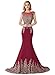 MisShow Women's Embroidery Lace Long Mermaid Formal Evening Prom Dresses