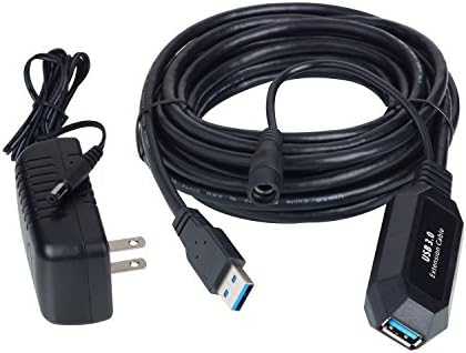 USB 3.0 Active Extension Cable,16.4ft(5M) Repeater Booster Amplifier With AC Power Supply Adapter for ps4,,XBox,HTC Vive,Oculus Rift,Keyboard Mouse Printer 1080p web Camera,Wifi Router antenna