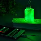 Momen 2 Amp Glow in the Dark Wall Charger/ 2-Port USB LED Travel Charger with Foldable Plug for iPhone 4s/5s/6s plus, iPod 5, Samsung Galaxy S4/S5/S6, HTC M8 M9, Sony Xperia Z3, LG G3 G4 (Green Light)