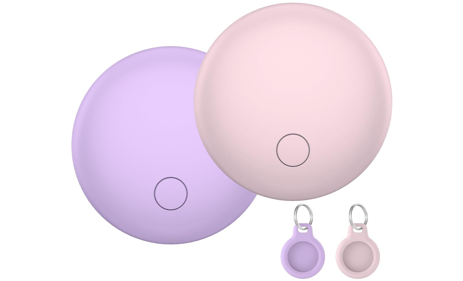 Photo 1 of Air Tracker Tags 2-Pack, Item Finders Work for Apple Find My APP(iOS Only) Tracker Tags for Keys, Luggage, Backpack etc,Replaceable Battery, IP67 Waterproof with Holder Keychain, Pink and Light Purple