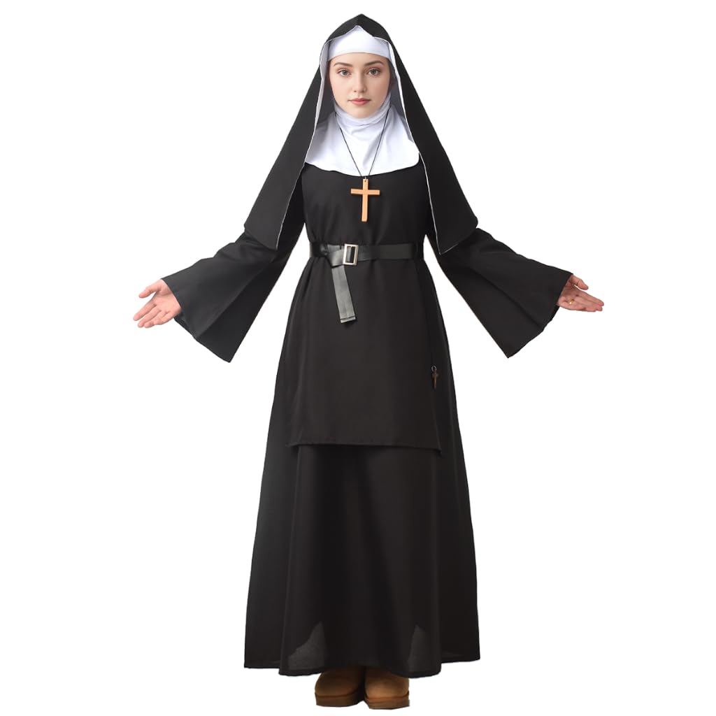 GRACEART The Nun Religious Outfit Movie Classic Halloween Gown Fancy Dress Costume for Adults (XL)