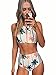 Blooming Jelly Women's Coconut Tree Print High Waist Bikini Set Bathing Suit , Size X-Large Multicoloured