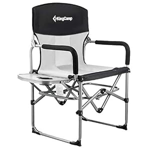 Kingcamp À Toute Épreuve Chaise De Camping Pliante Compacte En Maille Avec Table D’appoint Et Poignée (1/2 Lot)