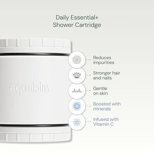 Aquabliss SFC500 Daily Essential+ Filter Cartridge | 44% more filter media with coconut shell carbon for tougher water. Replace every 3-6 months depending on water quality