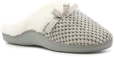 The Slipper Company - Womens Grey Bobble Closed Mule Sipper with Bow