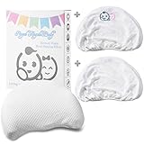 Flat Head Baby Pillow | Baby Head Shaping Pillow | Memory Foam Baby Pillow Cotton Cover & 2 Bamboo Pillowcases | Keep Baby's Head Round |Infant Pillow to Prevent Flat Head Syndrome in Infant Newborns