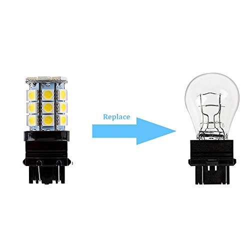 Makergroup 3157 T25 LED Light Bulbs Wedge Base Dual-Function Bulbs Amber Color 4W 12VDC for Automotive Tail Lights, Brake Lights,Reverse Lights,Turn Signal Lights Side, Maker Lights 2-Pack