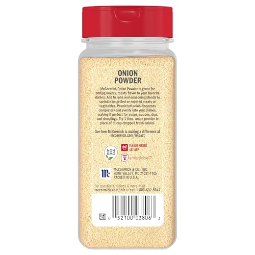 MCCORMICK ONION POWDER, NON GMO, MADE WITH FRESH, WHOLE, ONIONS, FOR BRINGING CONSISTENT ONION FLAVOR TO MEALS & RECIPES, 7.62 OZ