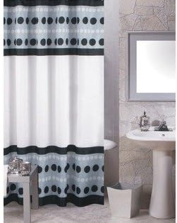Carnation Shower Curtain Fabric Metro Black Shower Curtain Modern Black and White dots circles Brand New