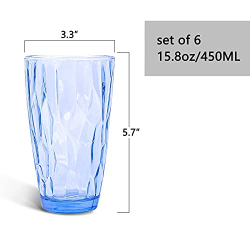 CREATIVELAND Highball Glass Tumbler Light Blue Set of 6, for Water