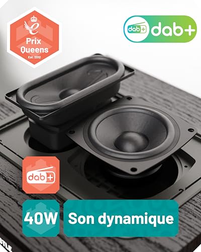 Mini HiFi CD Radio Dab+ | Bluetooth CD Player with 40W Speakers | Alarm Clock Radio with Dual Alarm, 99 Stations | USB, AUX, MP3 | Remote Control Included | Oakcastle DAB400