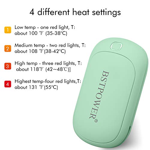 BSTPOWER Hand Warmers Reusable Rechargeable Hand Warmer 5200 mAh Power Bank USB Hand Warmer Electric Pocket Warmers for Skiing Golfing Climbing Hiking Women Men Winter Gift (Green)