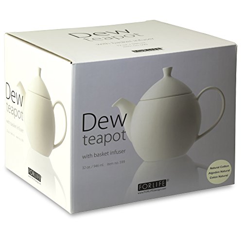 FORLIFE Dew Teapot with Basket Infuser, Lemon Grass, 32 oz/946ml