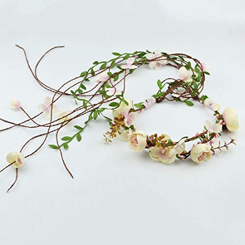 image for YnimioAOX Handmade Adjustable Flower Wreath Headband Halo Floral Crown