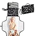 Toolik Baby Diaper Clutch with Waterproof Portable Changing Pad for Quick Change During Stroller Walks - Foldable, Detachable and Wipeable Mat Station with Shoulder Strap, Black with White Stars