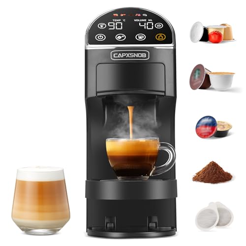 Magician2 5 in 1 Multi-Capsules Coffee Machine for Nespresso, Dolce Gusto, Lavazza A Modo Mio, ESE 44 and Ground Caps, Touch LED, Self-Adaptive, 20 Bar, 1.2L, Espresso Machine for Home and Office