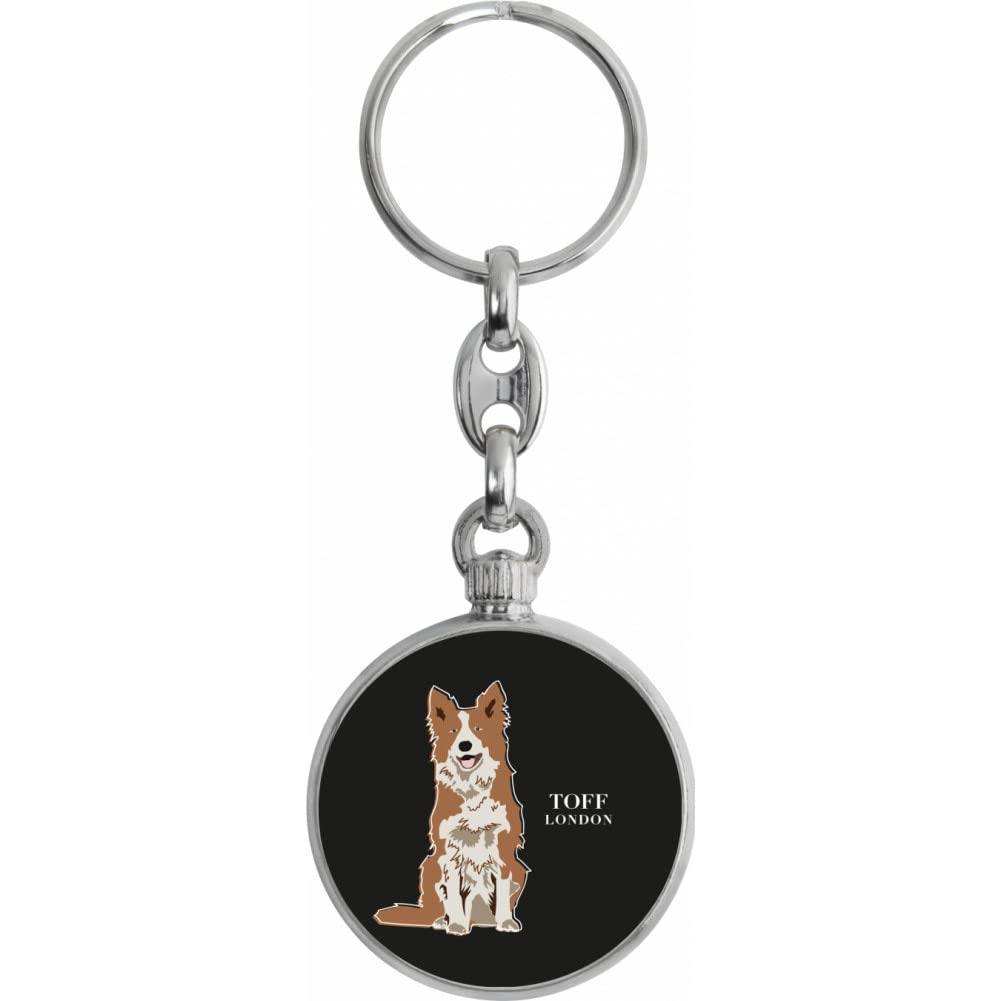 Toff London Brown And White Border Collie Dog Keyring