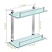 HOMEIDEAS 2-Tier Bathroom Glass Shelf - 14 Inch Thick Tempered Frosted Glass, Wall Mounted Brushed Nickel Shelf - Rustproof SUS 304 Stainless Steel