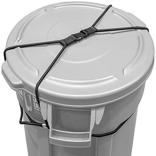 Encased Trash Can Lock for Animals/Raccoons, Bungee Cord Heavy Duty