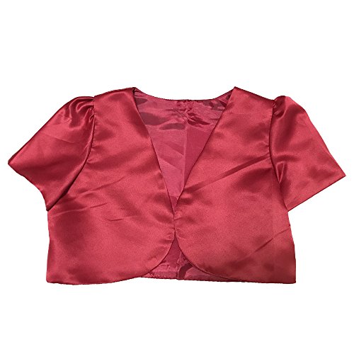 ICSTH Girls Bolero Shrug Short Sleeve Cardigan Age 4-12 Years (8-9 Years, Red)