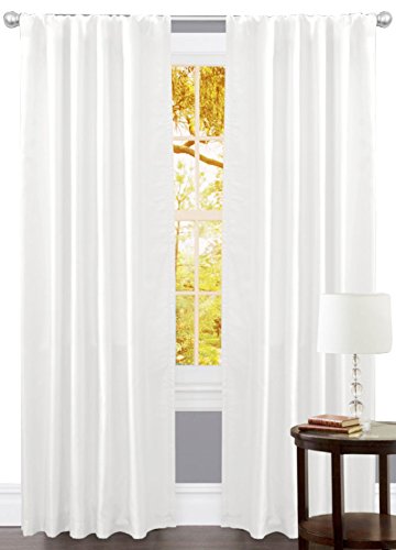 Linen Clubs GFI White Curtains 50x72 Inch Set of 2, 100% Cotton Duck Slub, Back Tab Window Curtain Panels, Light Filtering Drapes for Living Room Bedroom Farmhouse Décor